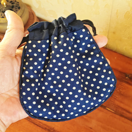 薰子手工纯棉加棉束口抽绳小圆布包杂物收纳包首饰口红硬币耳机包