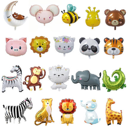 长颈鹿斑马狮猴子鳄鱼象猪头熊猫老虎猫咪松鼠生日幼儿园动物气球