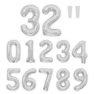 32寸铝膜数字气球铝箔黑色银色金色生日满月周岁装饰生日派对布置