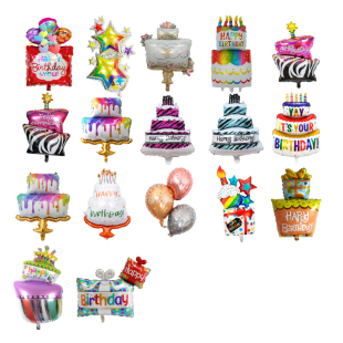 三层蛋糕气球男女孩生日周岁皇冠草莓熊铝膜儿童节日场景布置装饰