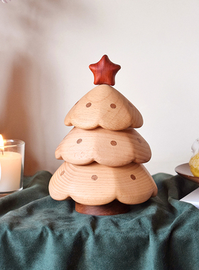 山舍｜圣诞树收纳盒 实木桌面摆件 送朋友闺蜜创意礼物