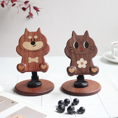 山舍｜可爱猫狗手机支架可折叠旋转调节办公室桌面mini平板支架