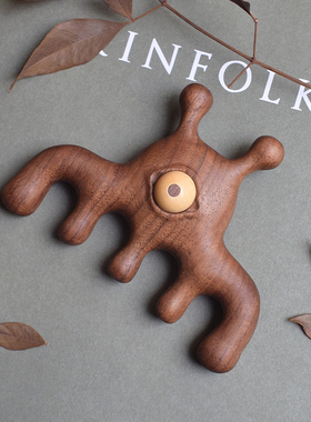 山舍｜独眼兽经络按摩梳创意梳子黑胡桃木解压神器头皮礼品小礼物