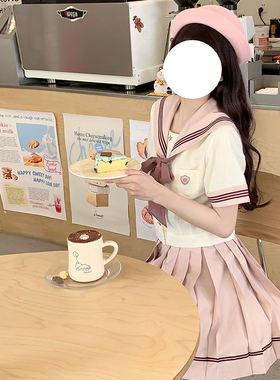 【月野HOUSE】*淑吉高*原创温柔奶黄身蔷薇粉三本日系短袖JK夏服