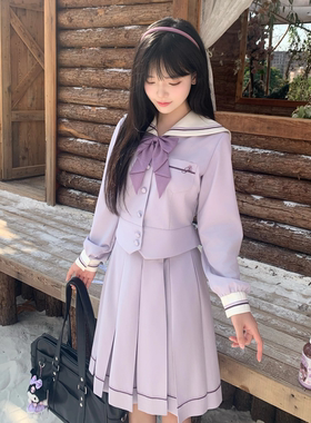 【月野HOUSE】*堇时雪*紫色中间服异色线JK制服温柔水手服