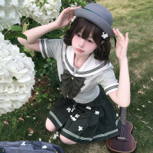 【月野HOUSE】*星岛高*抹茶茉莉 夏日清新JK收腰中间服夏服