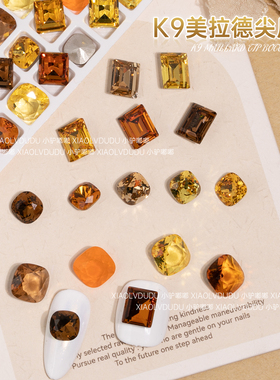 K9美拉德尖底钻多色秋冬超闪透亮肥方长方水晶美甲钻装饰品配件
