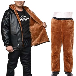 加绒加厚冷库皮衣工作服套装 养殖水产劳保皮服 男防风防水防油皮裤