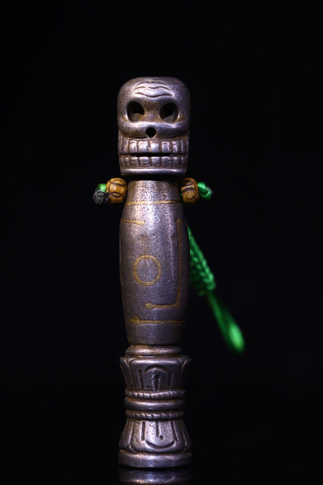 尼泊尔藏传天铁錾刻尸陀林法器般若眼印章吊坠挂佛堂用品摆件13cm