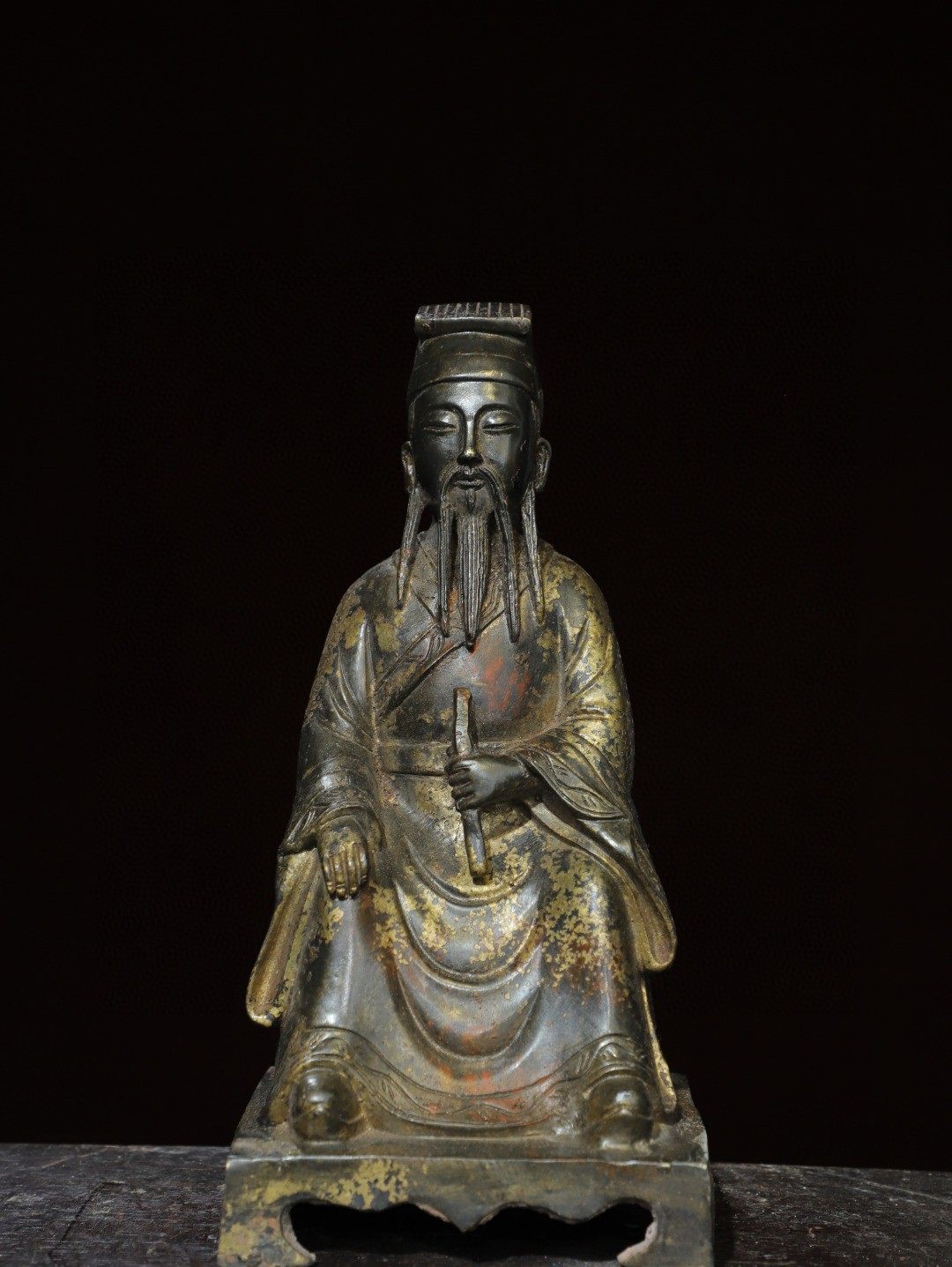 藏传黄铜纯铜泥脱金北魏文官坐佛像摆件居家佛堂用品文玩收藏25cm