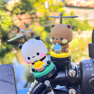 电瓶车一二布布汽车载内后试镜摆件电动摩托自行车头盔公仔装饰品