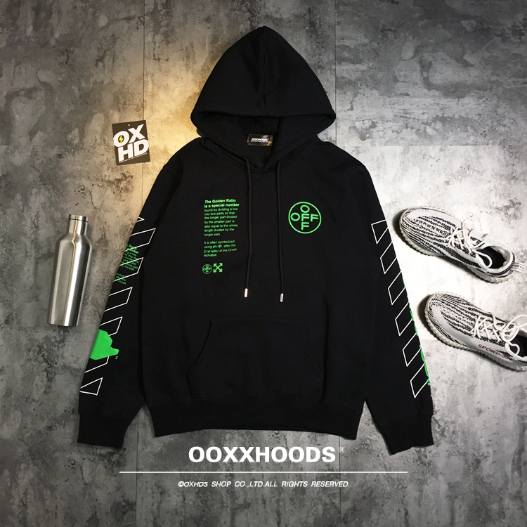 卫衣字母条纹印花男友连帽套头