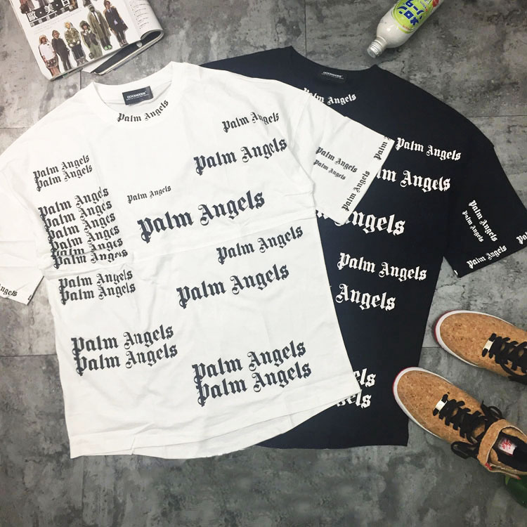 ins欧美字母印花宽松情侣纯棉T恤