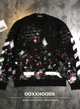 ins个性星空烟花宽松os卫衣女男友boyfriend薄款泼墨套装秋冬新款