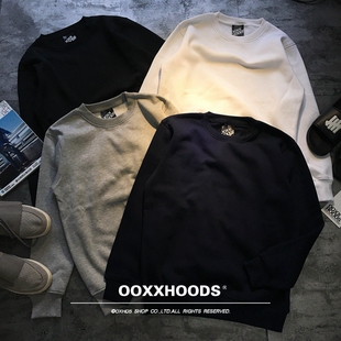 秋冬新品 欧美简约百搭风 宽松OS BF男友风 纯色素款 加绒套头卫衣