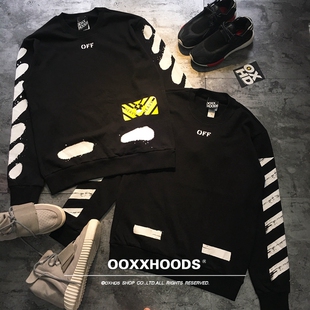 个性 卫衣bf男友OS宽松 潮流独特街头条纹斑马线减速带方向箭头薄款