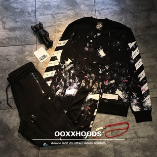 街头美潮喷漆泼墨毛圈薄款 卫衣男友BF宽松OS 个性 2023秋冬潮流新品