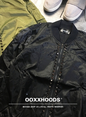 秋冬欧美低调奢华款 金属装饰宽松oversize男友boyfriend棒球夹克