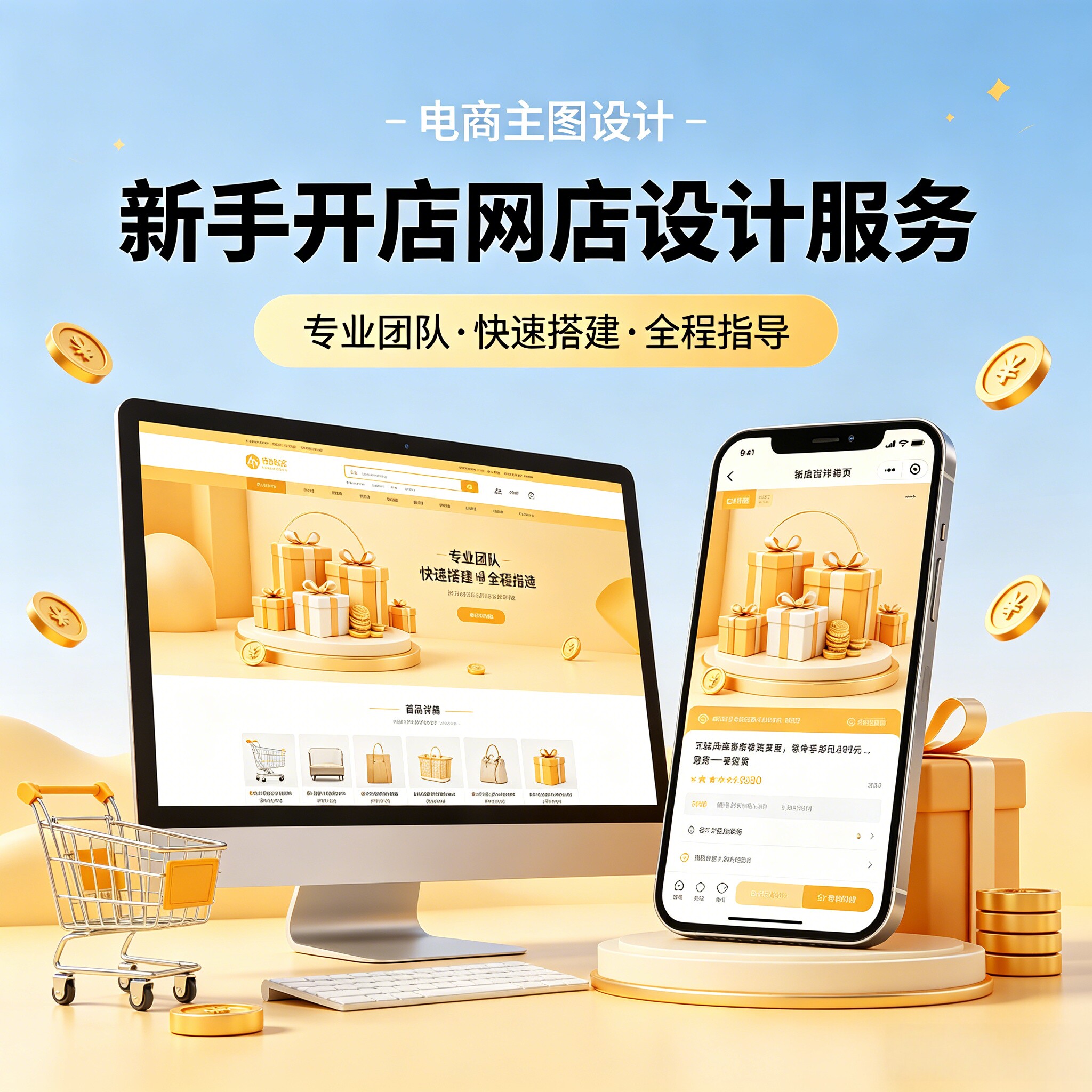 新手创业网店新开店指导装修上架推广教学网上开店零基础电商设计