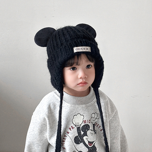 儿童帽子冬季宝宝毛线帽女童护耳帽男童加厚保暖可爱婴儿针织帽