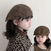 儿童帽子春秋宝宝前进帽女童贝雷帽男童夏季 鸭舌帽英伦复古画家帽