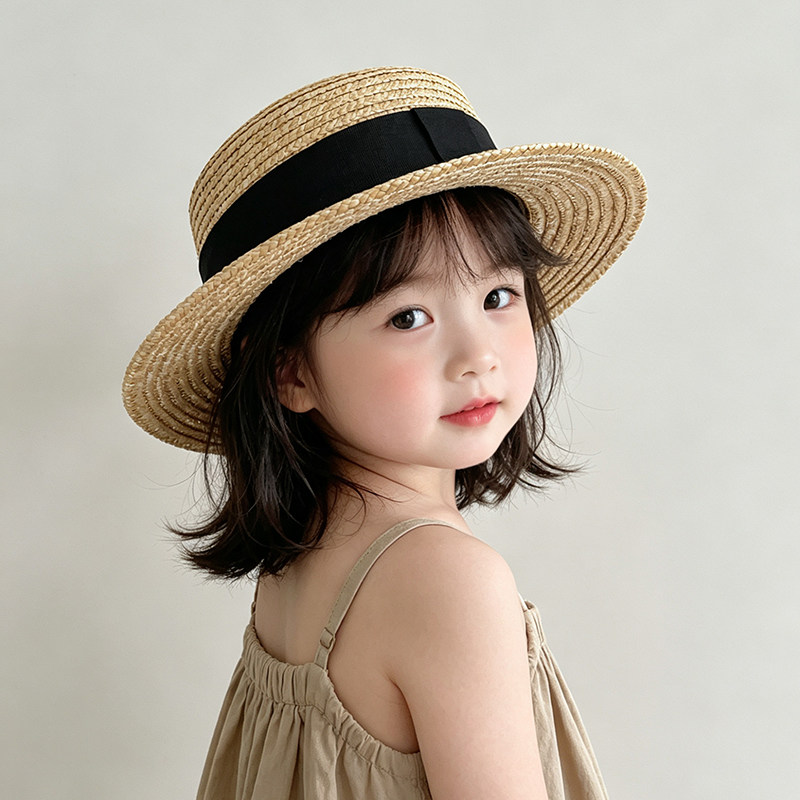 儿童防晒帽夏季宝宝草帽图片