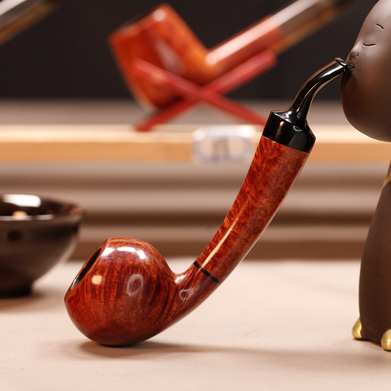 石楠木手工长柄烟斗大师斗型3mm烟道