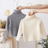针织衫 全棉男童女童打底衫 白色高领毛衣婴儿宝宝爆款 新款 2026春季