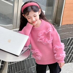 全棉女童毛衣2025新款冬季儿童打底衫洋气外穿上衣大童小女孩内搭