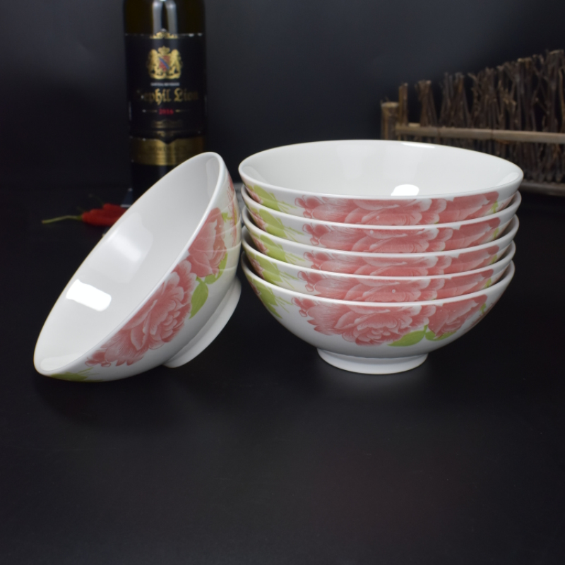 复古大众汤碗景德镇陶瓷蓝边碗