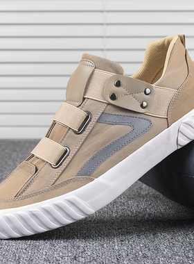 20182闪步男士新款潮流百搭透气春夏秋季休闲一脚蹬懒人帆布鞋子