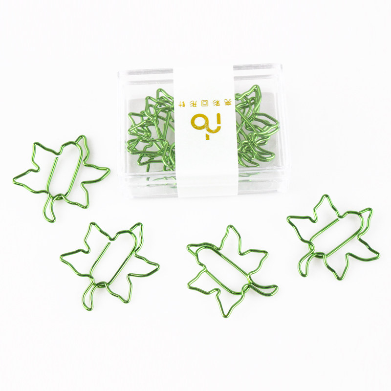 绿色枫叶回形针卡通创意造形别针回型针植物曲别针回行针可爱包邮