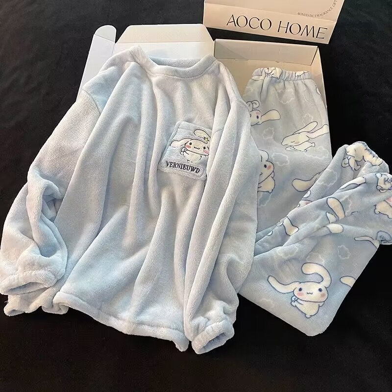 珊瑚绒保暖加厚可爱冬天套装睡衣