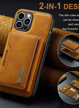 适用iphone15pro max手机壳17/16真皮全包苹果14plus奢华13mini磁吸保护套12商务11卡包XR防摔S E X S R 8 7
