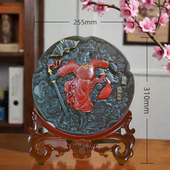 晋礼煤雕非遗工艺桃木镂空支架钟馗纳福煤雕桌面摆盘伴手礼品