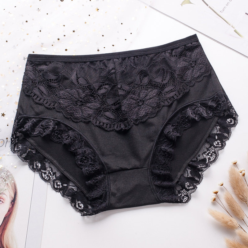 特价性感蕾丝女士内裤中腰透明 包臀提臀裤透气三角裤大码裤150斤