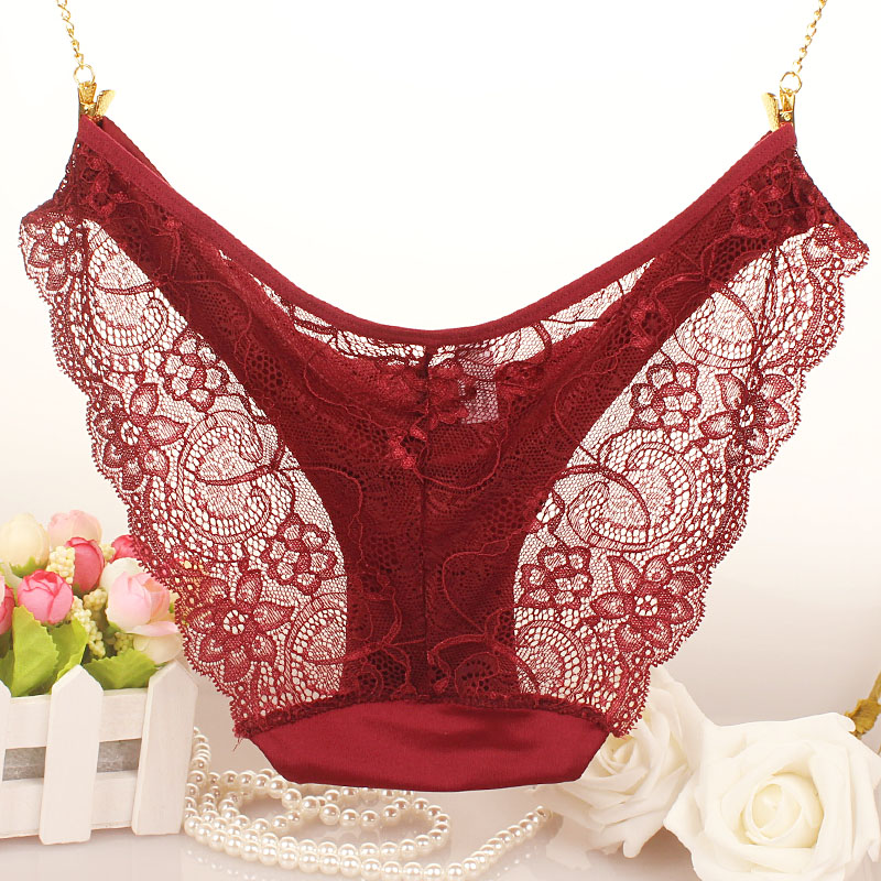 低腰女士性感蕾丝内裤玫瑰花纹