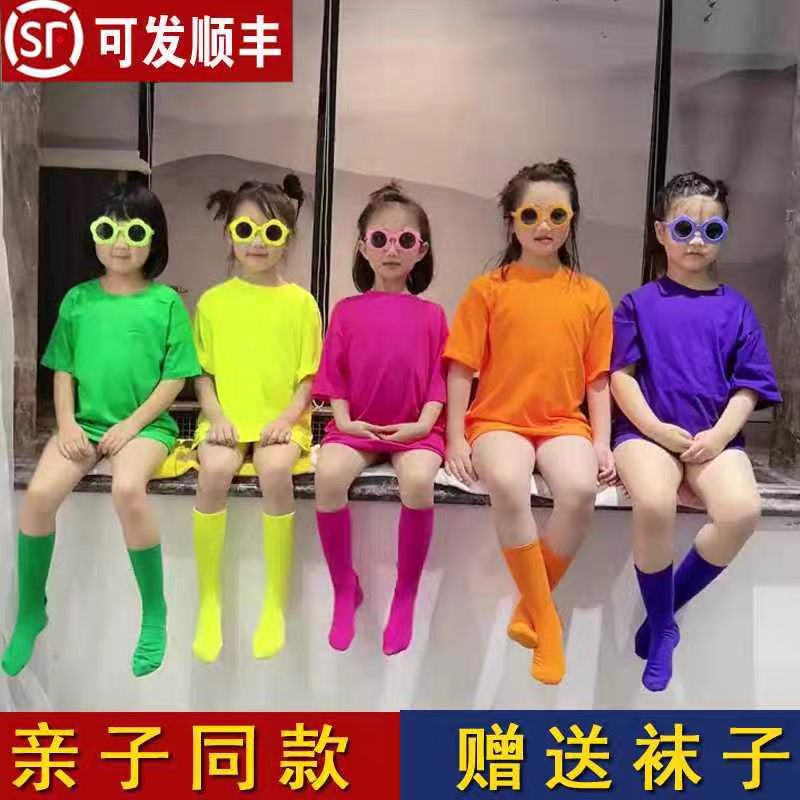 纯棉短袖彩色糖果色儿童毕业T恤定制幼儿园演出服亲子夏令营活动