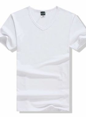 v领莱卡棉空白来图班服广告衫