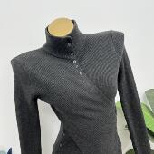 不规则显身材上衣内搭针织打底衫 掐腰显胸 厚实高领秋冬款 女2024