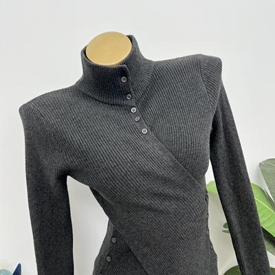 掐腰显胸厚实高领秋冬不规则上衣