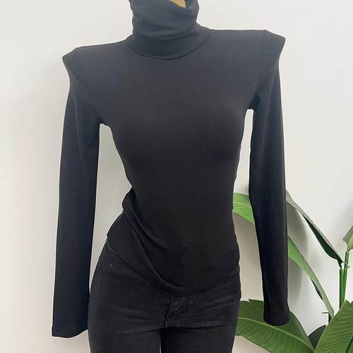 加绒~自留基础款高领打底衫女堆堆领纯色长袖T恤韩版修身上衣秋冬