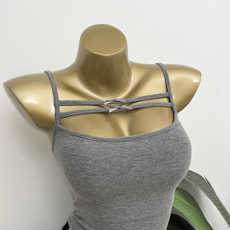 又甜又纯~可拆卸胸垫蝴蝶结设计款纯色通勤吊带背心上衣女2024夏,女装/女士精品,背心吊带,淘宝优惠券,粉丝福利购,淘宝优惠卷