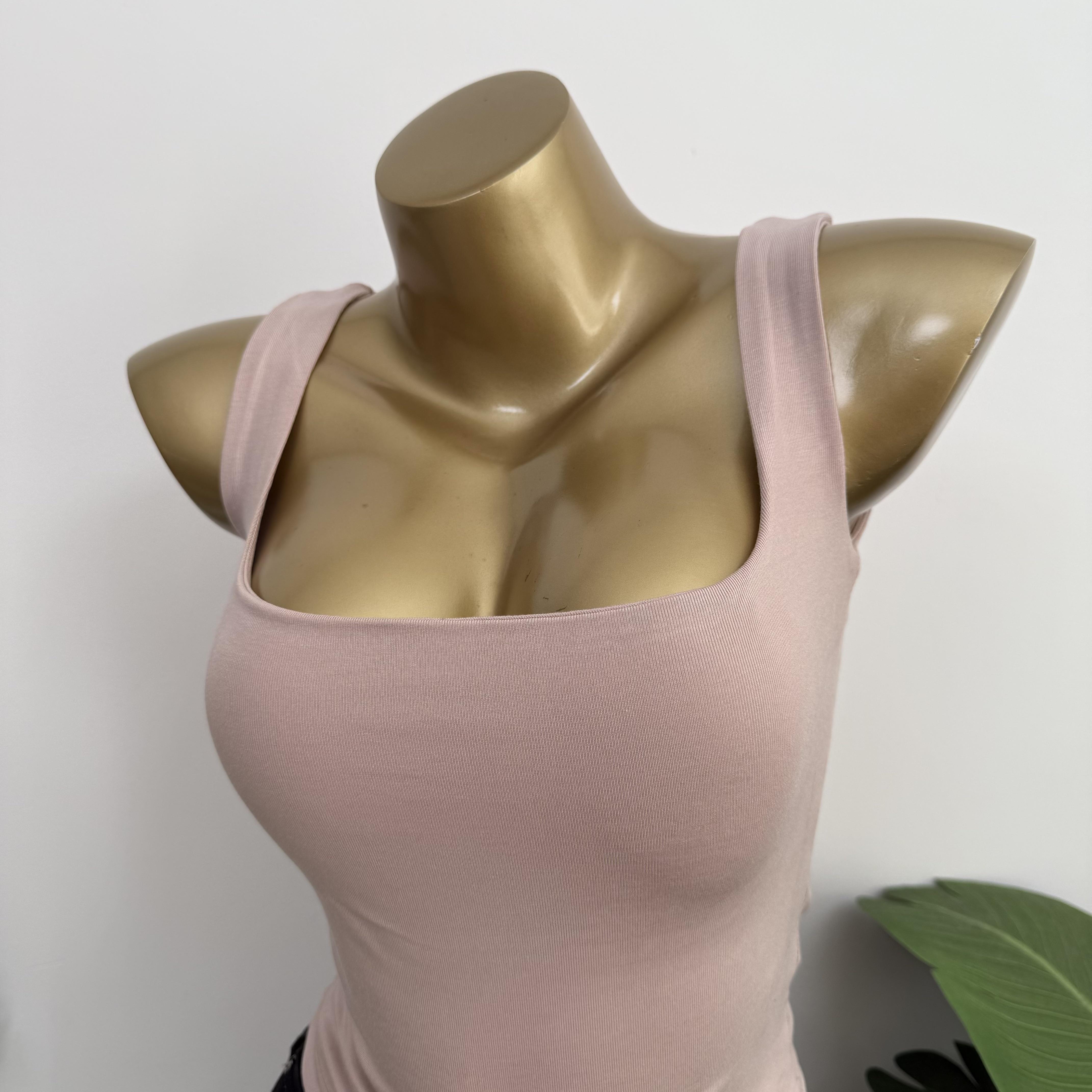 JU性感一字领双层弹力显身材背心