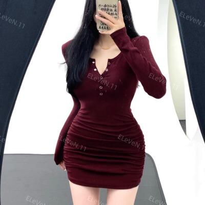 法式小个子纯欲气质包臀打底短裙