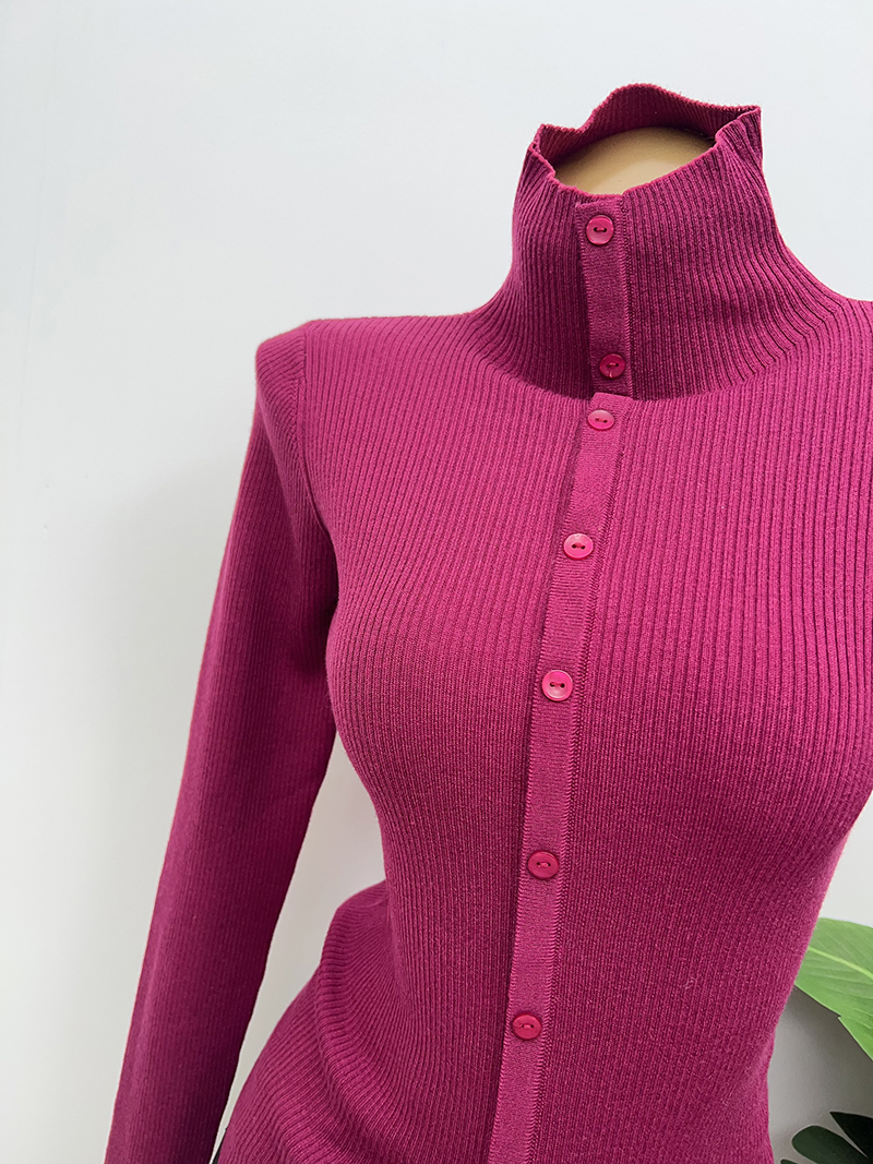洋气高领羊绒单排扣针织衫内搭女
