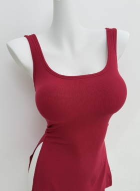 版型hen牛！漫画胸带胸垫港风凹造型吊带背心开叉上衣打底衫女ins