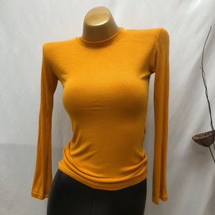 推荐自留!特别的百搭 一直想要的橙色显身材长袖T恤紧身打底衫春