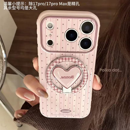 【原创】复古红棕适用苹果17promax精孔手机壳iphone16条纹波点15磁吸支架13软壳大孔