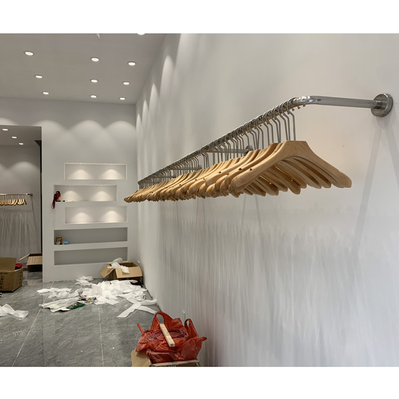服装展示架女装店货架不锈钢墙上单杆挂衣架简约童装壁挂式陈列架
